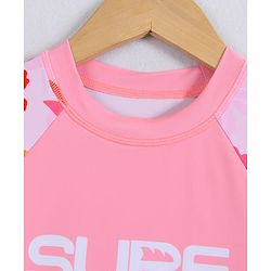 Pine Kids Full Raglan Sleeves Two Piece Swimsuit With Floral Print - Pink