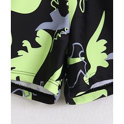 Pine Kids Full Raglan Sleeves Two Piece Swimsuit with Dino Print - Black