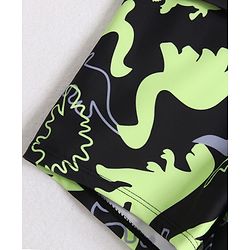 Pine Kids Full Raglan Sleeves Two Piece Swimsuit with Dino Print - Black