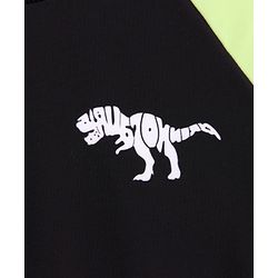 Pine Kids Full Raglan Sleeves Two Piece Swimsuit with Dino Print - Black