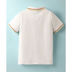 Pine Kids Knit Half Sleeves Shirt With Striped Detailing - White