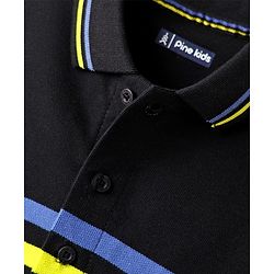 Pine Kids Knit Half Sleeves Shirt With Stripes - Black