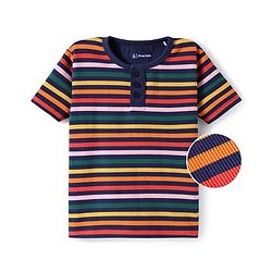 Pine Kids Knit Half Sleeves Striped T-Shirt - Multicolor