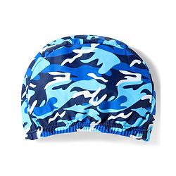 Pine Kids Mid Thigh Length Swimming Trunks with Cap Abstract Print - Navy Blue