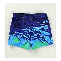 Pine Active Swimming Trunks with Text Print - Light & Navy Blue