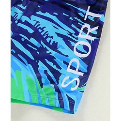 Pine Active Swimming Trunks with Text Print - Light & Navy Blue