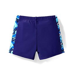 Pine Kids Mid Thigh Length Swimming Trunks with Cap Abstract Print - Navy Blue