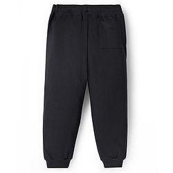 Pine Kids Cotton Knit Full Length Track Pants with Be The Real Skater Text Print - Black