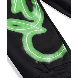 Pine Kids Cotton Knit Full Length Track Pants with Be The Real Skater Text Print - Black