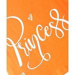 Pine Kids Cotton Knit Frill Sleeves Top with Princess Text & Bow Applique - Orange