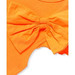 Pine Kids Cotton Knit Frill Sleeves Top with Princess Text & Bow Applique - Orange