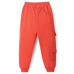 Pine Kids Knit Full Length Lounge Pant with Text Print & Cargo Pockets - Coral