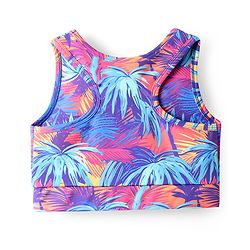 Pine Active Knit Sleeveless Sports Bra with Coconut Tree Print - Multicolor