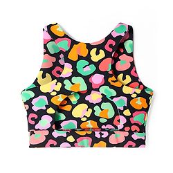 Pine Active Knit Sleeveless Sports Bra with Abstract Print - Black