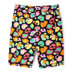 Pine Active Knit Super Stretch Cycling Shorts with Abstract Print - Black