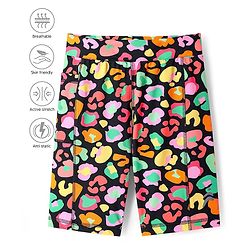 Pine Active Knit Super Stretch Cycling Shorts with Abstract Print - Black