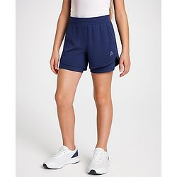 Pine Active Knit Knee Length Skin Friendly Active Stretch Solid Shorts with Tights - Blue
