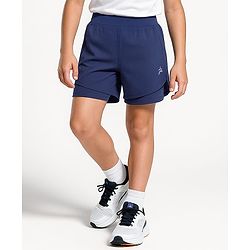 Pine Active Knit Knee Length Skin Friendly Active Stretch Solid Shorts with Tights - Blue