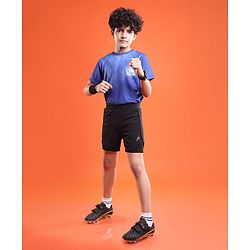 Pine Active Knit Knee Length Skin Friendly Active Stretch Solid Shorts with Tights - Black