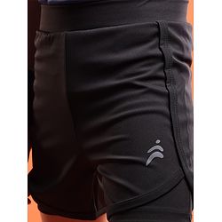 Pine Active Knit Knee Length Skin Friendly Active Stretch Solid Shorts with Tights - Black