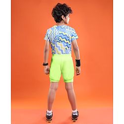 Pine Active Knit Knee Length Skin Friendly Active Stretch  Solid Shorts with Tights - Neon Green