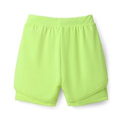 Pine Active Knit Knee Length Skin Friendly Active Stretch  Solid Shorts with Tights - Neon Green