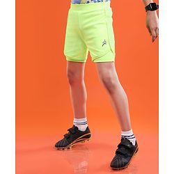 Pine Active Knit Knee Length Skin Friendly Active Stretch  Solid Shorts with Tights - Neon Green