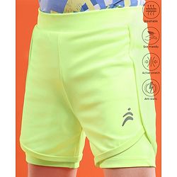 Pine Active Knit Knee Length Skin Friendly Active Stretch  Solid Shorts with Tights - Neon Green