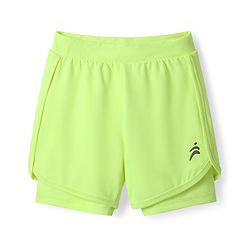 Pine Active Knit Knee Length Skin Friendly Active Stretch  Solid Shorts with Tights - Neon Green