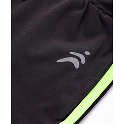 Pine Active Knit Above Knee Length Super Stretch Athletic Shorts with Brand Logo Print - Black