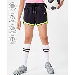 Pine Active Knit Above Knee Length Super Stretch Athletic Shorts with Brand Logo Print - Black
