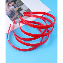 Pine Kids Free Size Solid Coloured Hair Bands Pack Of 5 - Red