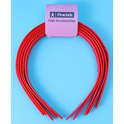 Pine Kids Free Size Solid Coloured Hair Bands Pack Of 5 - Red
