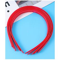 Pine Kids Free Size Solid Coloured Hair Bands Pack Of 5 - Red