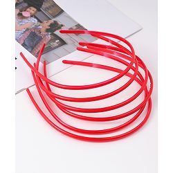 Pine Kids Free Size Solid Coloured Hair Bands Pack Of 6 - Red