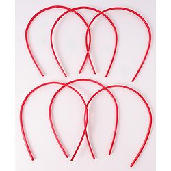 Pine Kids Free Size Solid Coloured Hair Bands Pack Of 6 - Red