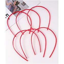 Pine Kids Free Size Solid Coloured Hair Bands Pack Of 6 - Red