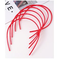 Pine Kids Free Size Solid Coloured Hair Bands Pack Of 6 - Red
