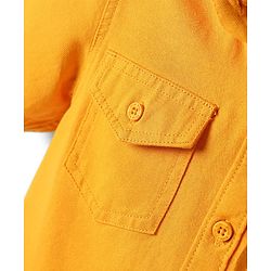 Pine Kids 100% Cotton Half Sleeves Solid Coloured Hooded Shirts - Mustard