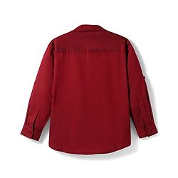 Pine Kids Cotton Woven Full Sleeves Solid Colour Mandarin Collar Shirt - Maroon