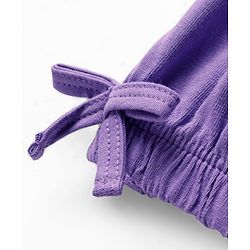 Pine Kids Cotton Knit Half Drop Shoulder Sleeves T-Shirt with Beach Theme Print & Knot Detailing - Purple