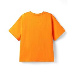 Pine Kids Cotton Knit Half Sleeves T-Shirt with Text Print - Orange