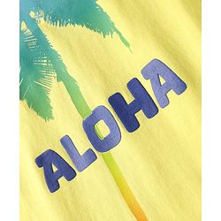 Pine Kids Cotton Knit Half Sleeves T-Shirt with Text Print - Yellow