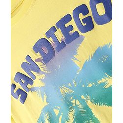 Pine Kids Cotton Knit Half Sleeves T-Shirt with Text Print - Yellow
