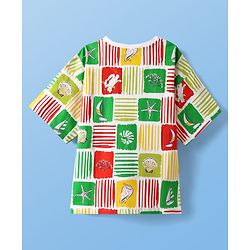 Pine Kids Cotton Knit Half Sleeves T-Shirt with Nautical Theme Print - Green