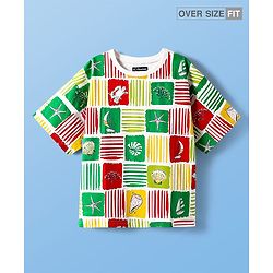 Pine Kids Cotton Knit Half Sleeves T-Shirt with Nautical Theme Print - Green