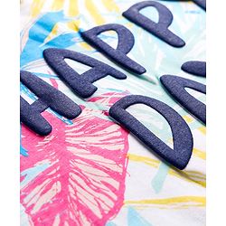 Pine Kids Cotton Knit Half Drop Shoulder Sleeves T-Shirt with Happy Days Text Print - White