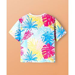Pine Kids Cotton Knit Half Drop Shoulder Sleeves T-Shirt with Happy Days Text Print - White