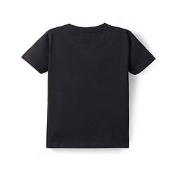 Pine Kids Cotton Knit Half Sleeves T-Shirt With Dino & Cyber Hunt Text Print - Black