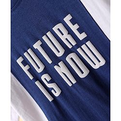 Pine Kids Cotton Knit Half Sleeves T-Shirt with Text Print - Navy Blue